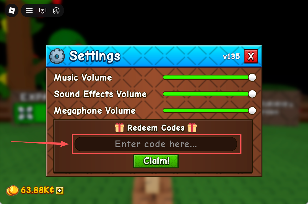 Grow a Garden 2 — paste code into the Enter code here bar and press Claim